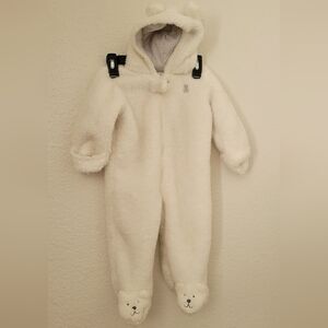 Carter’s Baby Teddy Bear Fleece Footed Bunting Snowsuit Hooded Ivory